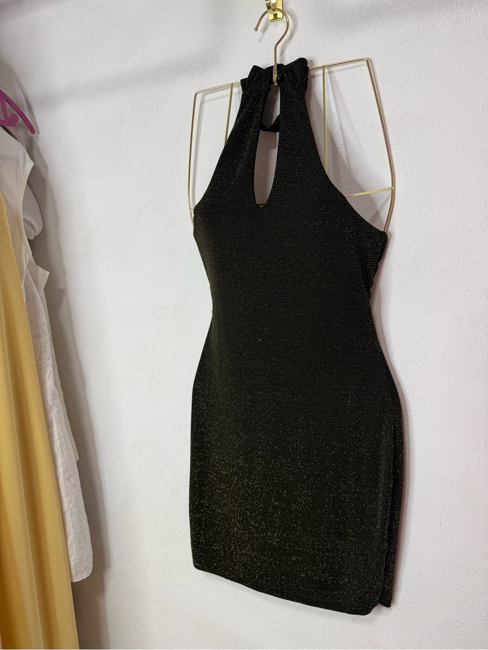 Black Sparkle Halter Bodycon Dress